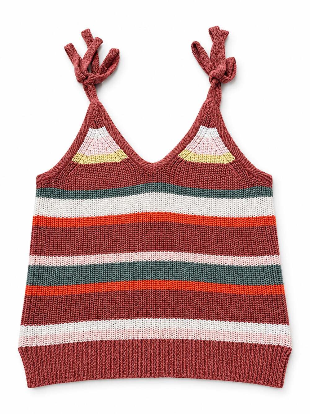 Madewell Sweater Tank Top Womens XS Knit Multicolor Stripe Tie Shoulder V-Neck
